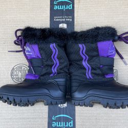 Purple & Black Toddler Snow Boots With Fur On Top  Sz 5