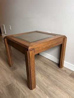 Wood Glass Wicker Table