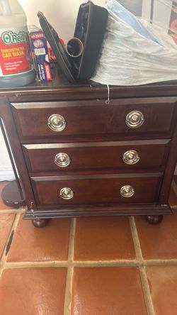 3-Drawer Wood Nightstand with Silver Pulls