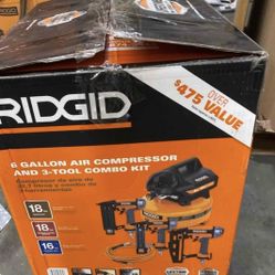 RIDGID 6 Gallon Air Compressor & 3- Tool Combo Kit