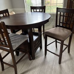 High End Hi-Top Table and 4 Cloth Chairs
