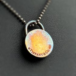 Jewelry AUTH Tiffany & Co. Silver New York Notes Round Padlock Charm Pendant 925 silver