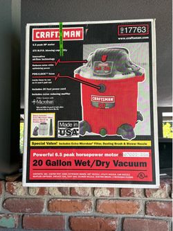 Craftsman 20 Gal Wet/Dry Vacuum Blower LIKE NEW. With brand new back up hose