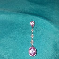 Real Pink Gem Dangle Necklace 
