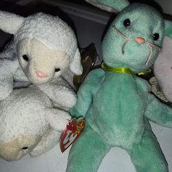 1990s beanie baby 2 lambs and a bunny
