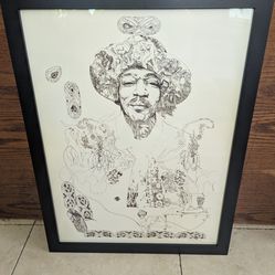 Rare Jimi Hendrix Art Print 18x24