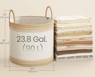 SONGMICS 23.8 Gal Laundry Hamper Cotton Rope Basket w/ Handles