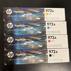 Genuine HP 972A PageWide Ink Cartridges – Full Set (Black, Cyan, Magenta, Yellow) – New