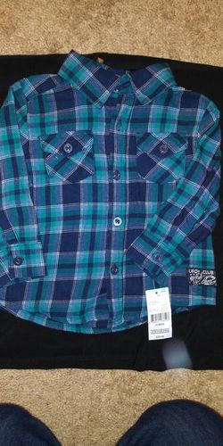 Tough skins 12months cotton plaid shirt .