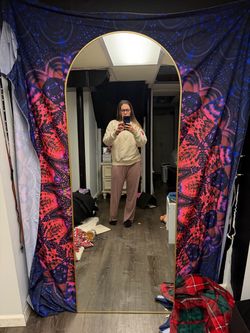 Tall Arch Floor Mirror Gold Frame