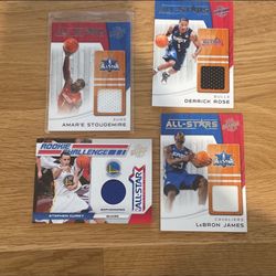 Basketball cards. Upper Deck NBA All-Star Game Used Jersey Card Lot Stoudemire Rose Curry James
