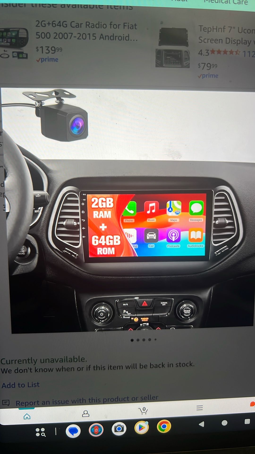 NEW 10” Jeep Car Radio. For Android 13 Compass 2017 thru 2020, Touchscreen Radio for Jeep Compass w/Wireless CarPlay&Android, GPS Navigation