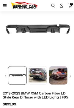 2019-2023 BMW X5M Carbon Fiber LD Style Rear Diffuser with LED Lights | F95