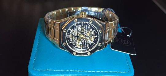 BIBI Gold Skeleton Luxury  Automatic  Watch.
