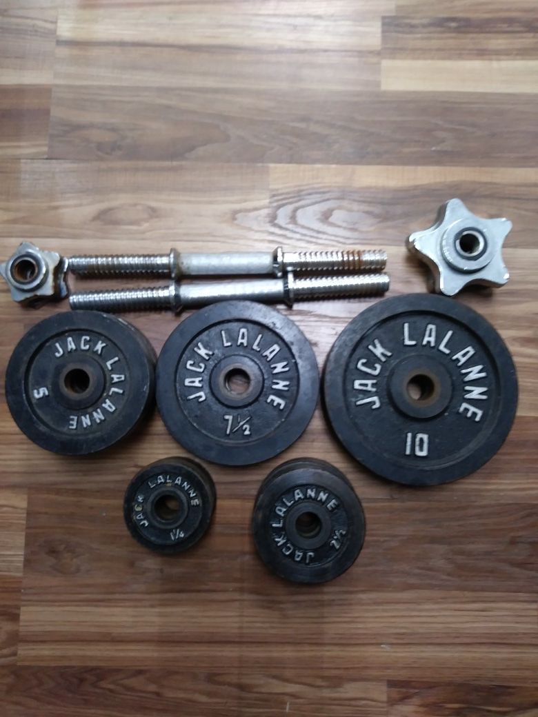 100 LB Jack Lalanne dumbbells weight set Vintage and Collectible
