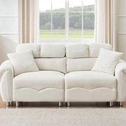 Unbranded Cloud Velvet Multiple Styles with Footrest Beige / Grey - Two-Seater Sofa