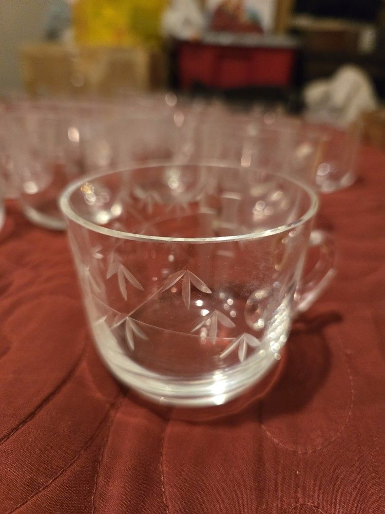 27 Crystal Clear Bamboo Stenciled SMALL PUNCH GLASSES