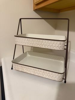 2-Tier Metal  Tray Stand