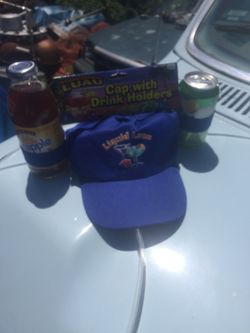 New Hawaiian Cap with Two Drinks Holders and Sucking Tubes