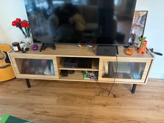 TV Stand with Glass Doors