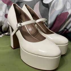 Mix no.6 tall platform heels, white/off-white, size 6.5, Brand new