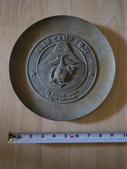 USMC Camp Fuji 218th Birthday Brass Commemorative Plate