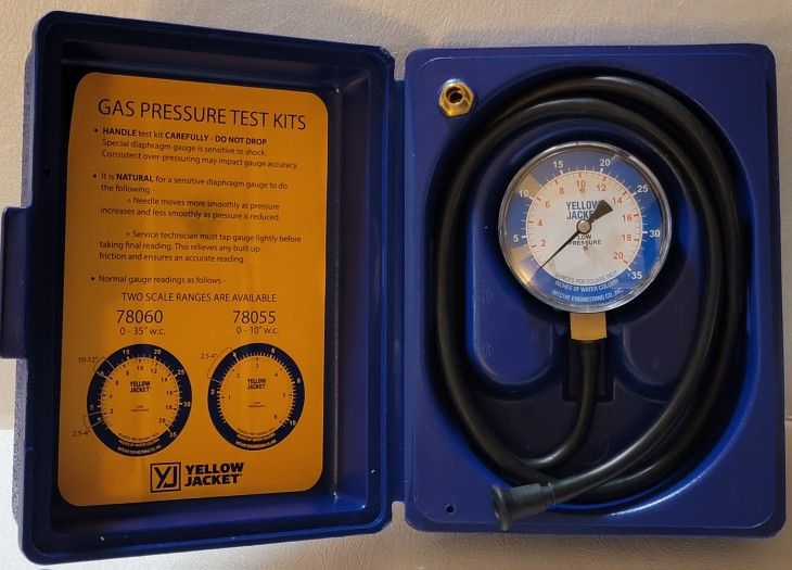Yellow Jacket 78060 Manifold Gauge Kit for Gas Pressure Testing, 0-35" W.C