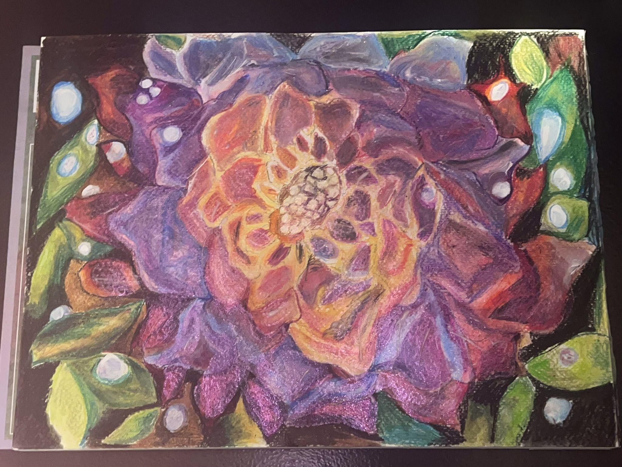Abstract Colored Pencil Flower Drawing