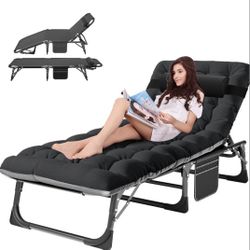 5-Position Folding Chaise Lounge Chair with Pad,Portable Beach Lounge Chair 