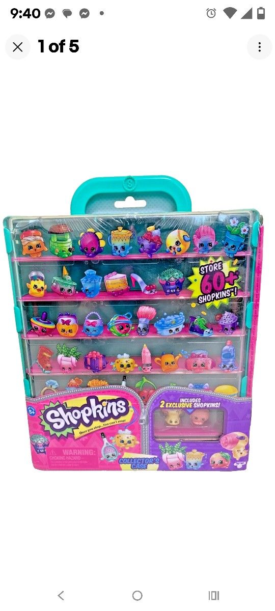 Shopkins Collectors Case Season 5 Teal Storage Organizer For 60+ Toy Figures NEW