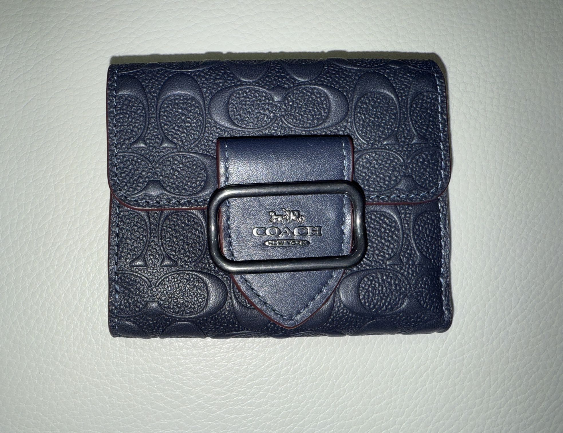 Coach small Morgan Wallet In Signature Leather Navy Blue