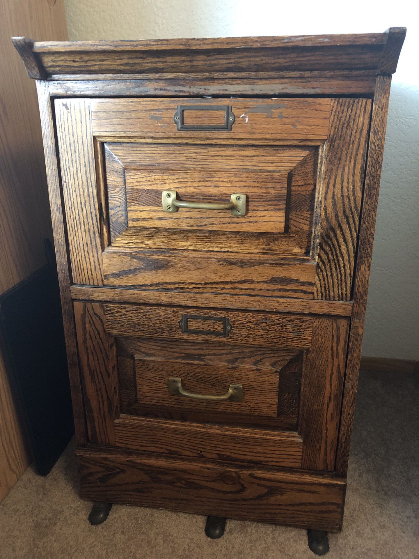 Oak Ice chest filing cabinet