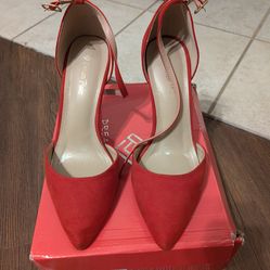 Dream Pairs Red Suede Pointed Toe Stiletto Pump