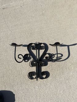 Black Metal Heart Scroll Wall Sconce Candle Holder (13x9.5”)