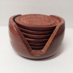 Wooden Flower Coasters Set of 6