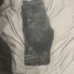 Amiri Chemist Leather Star Aged Jeans