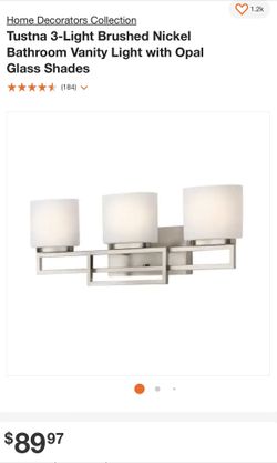 Tustna 3-Light Brushed Nickel Bathroom Vanity Light with Opal Glass Shades