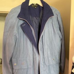 Braetan Women’s Vintage Blue Suede Pea Style Coat