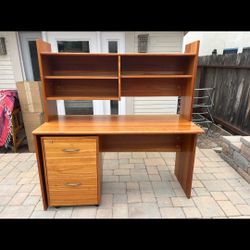 Mid-Century Danish Desk + Hutch + Filing Cabinet 