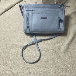 Blue Purse With 7 Pockets 8” Long And 11” Wide 