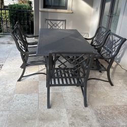 Patio Furniture Dining Table Set 6 Chairs Cushions And Table 