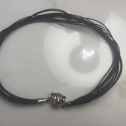 Sterling Silver 925 Multi Strand Leather Necklace 