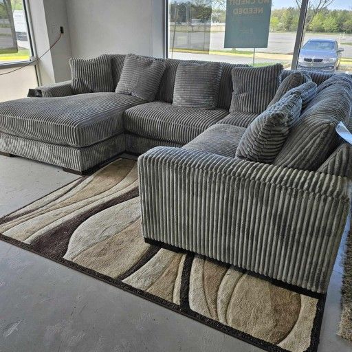 AP🎉 Fog Gray,Fluffy , Modular Sectional Couch With Chaise// Financing & Delivery 