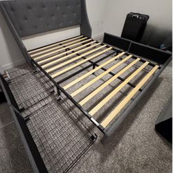 Brij Upholstered Wingback Storage Bed