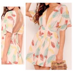 NWOT Tropical Print V-Neck Dress Size S