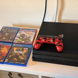 PlayStation 4 PRO 1Tb + 4 games + Camo Controller + Cables