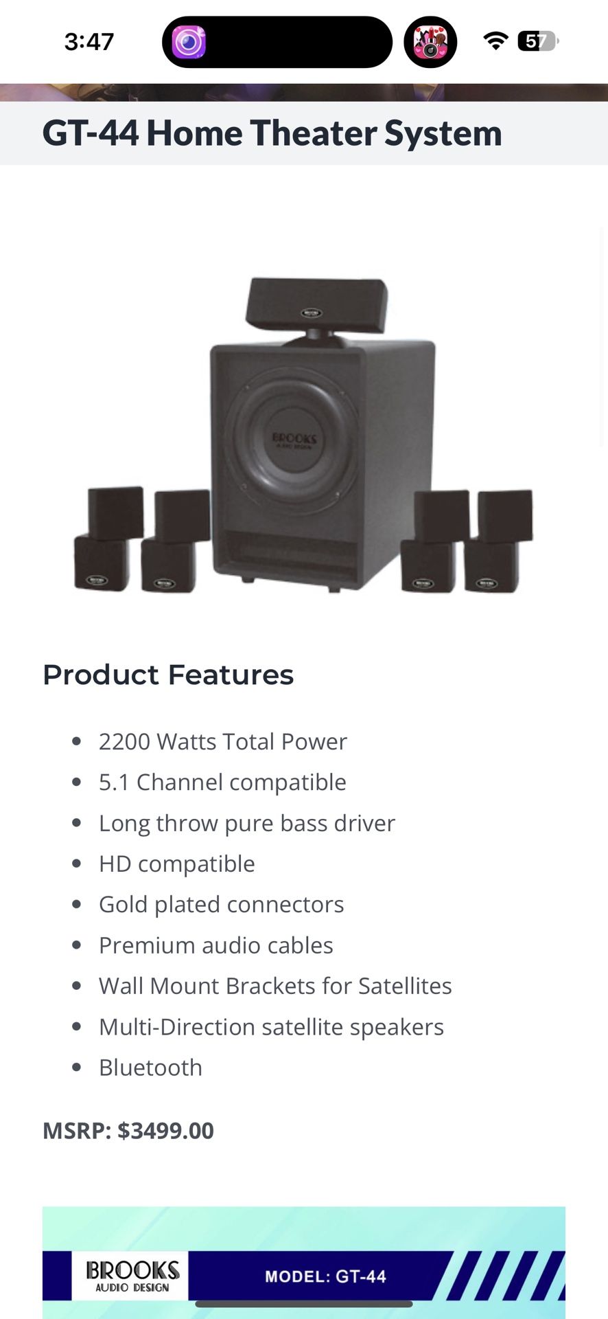 Brook Surround Sound With Projector And Screen TVs & Media players