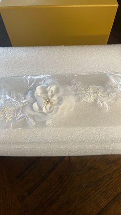 White Lace Bridal Garter with Flower Detail