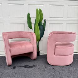 FREE DELIVERY | Baby Pink Velvet Accent Chairs | set of 2 