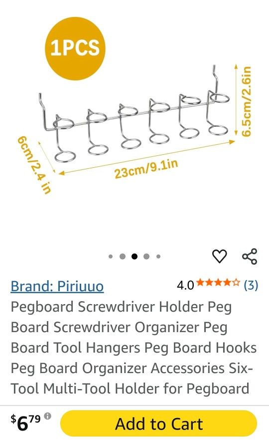 PEG BOARD SCREWDRIVER HOLDER